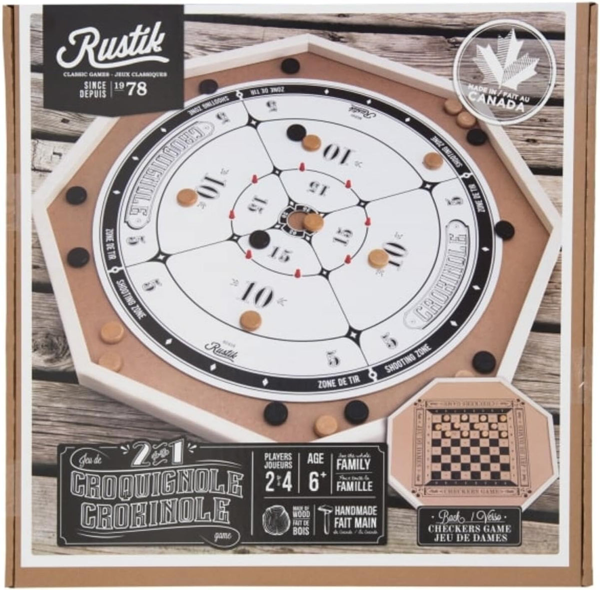 Rustik Classic Games: 2 in 1 Crokinole
