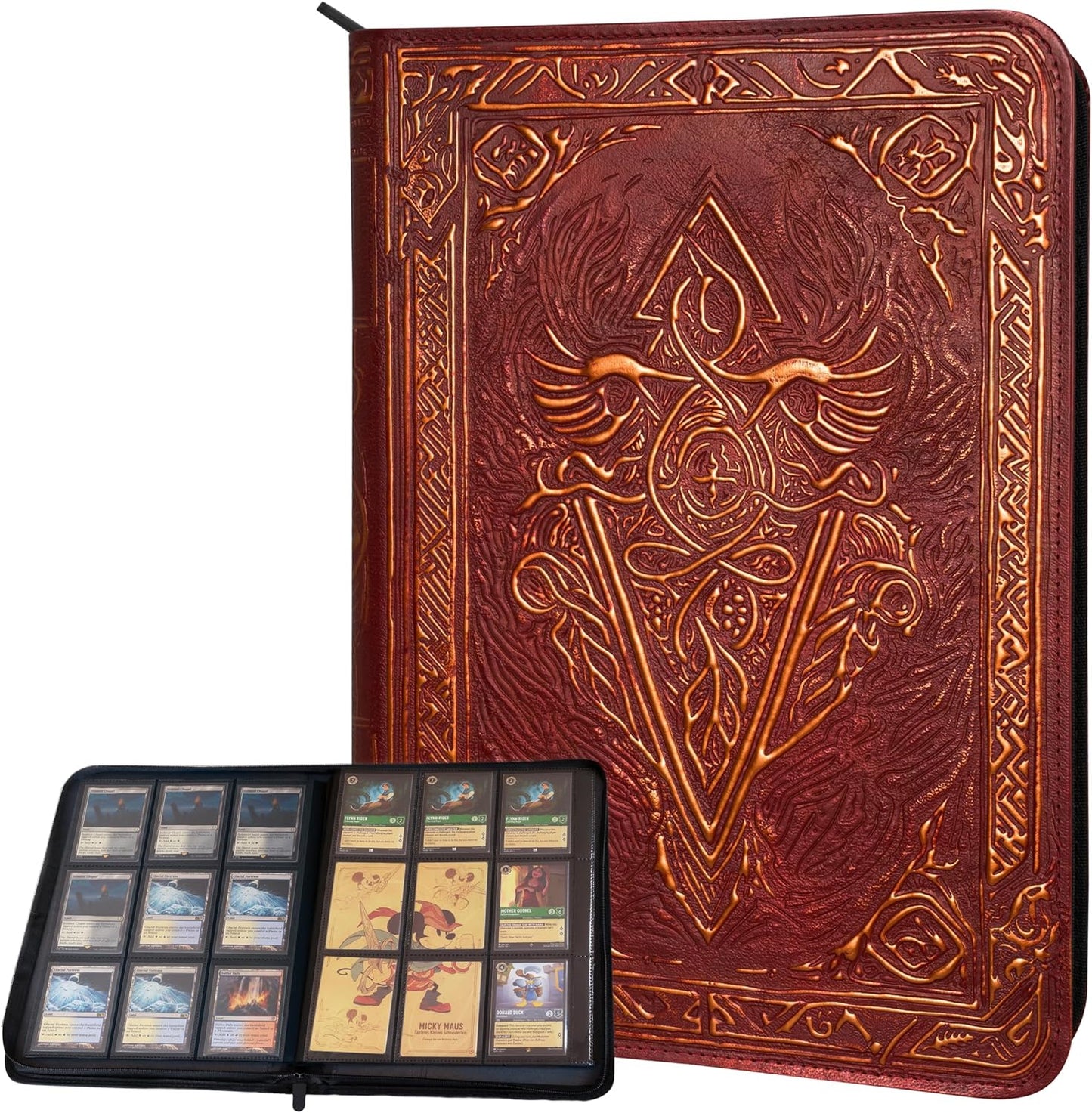 3D Faux-Leather Trading Card Binder (Red)