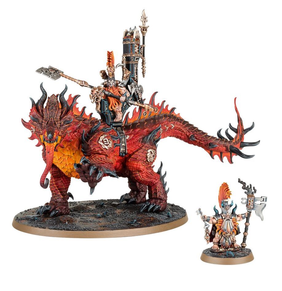 Warhammer: Age of Sigmar - Fyreslayers: Auric Runefather on Magmadroth