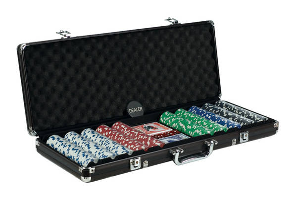 Casino Poker Chip Set - Black Aluminum Case (500PC)