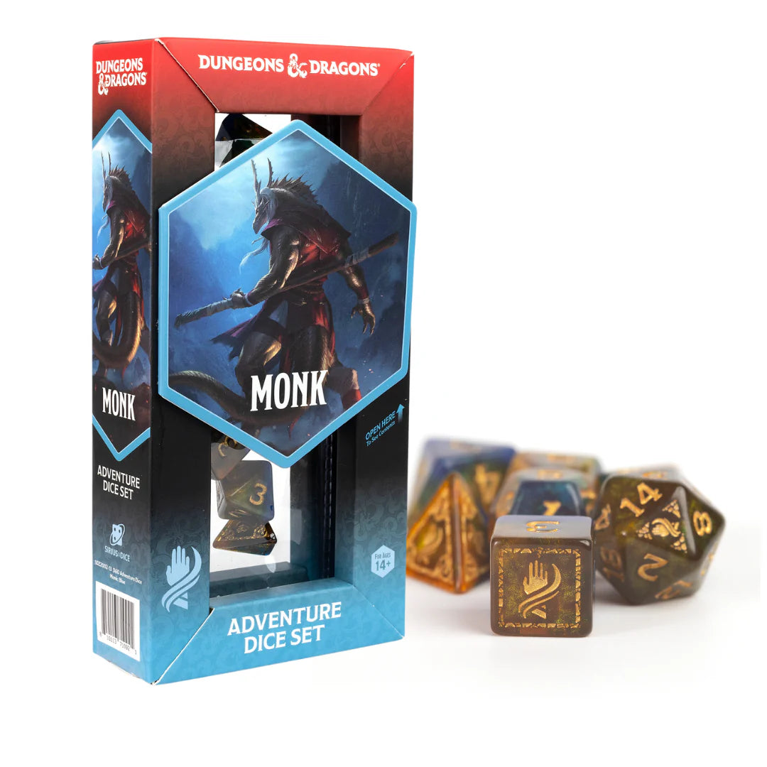 Dungeons & Dragons: Monk - Adventure Dice Set (Blue / Gold)