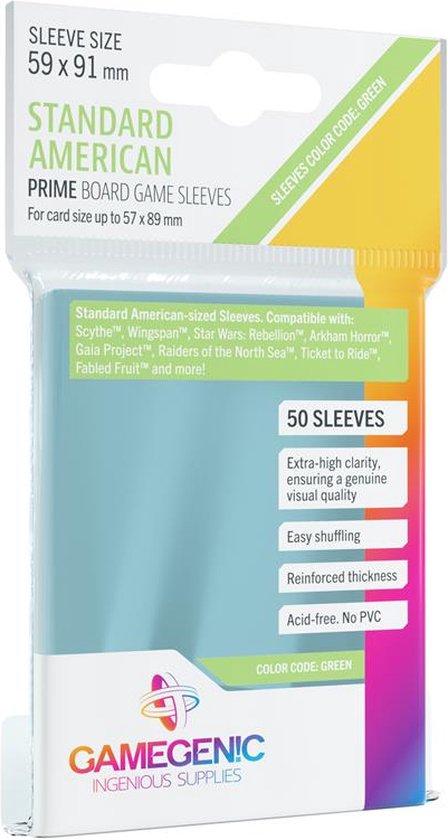 GameGenic: Board Game Sleeves - Standard American Clear (59x91mm, 50 Sleeves)
