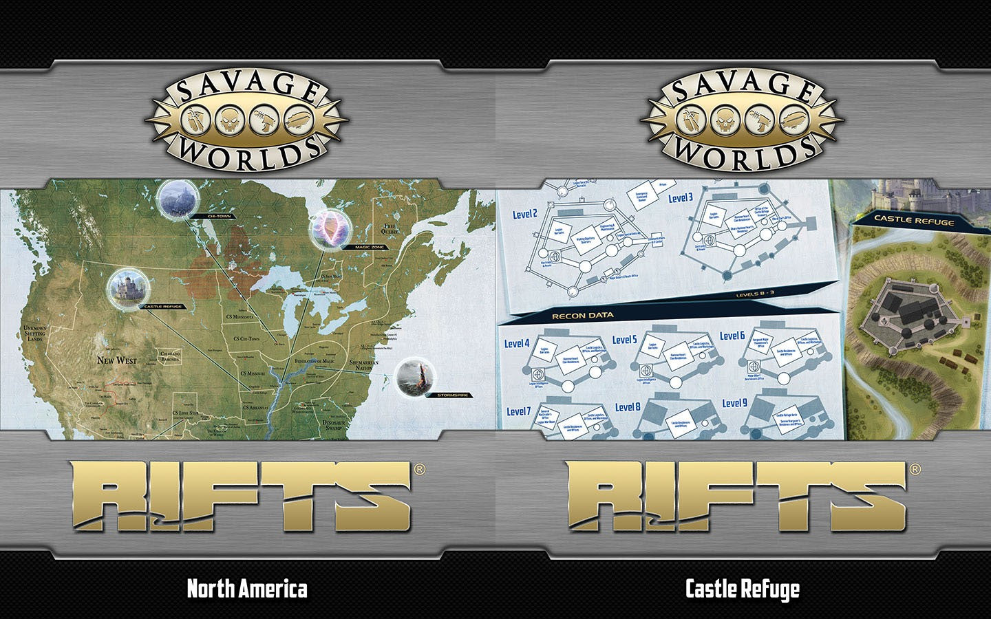 Savage Worlds: Rifts - North America / Castle Refuge Maps