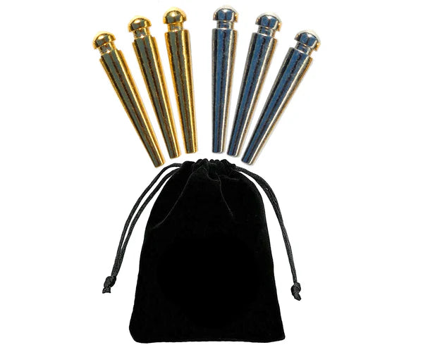 Cribbage Silver & Gold Pegs and Tapered Bag