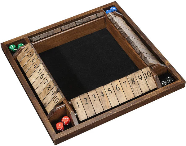 Shut the Box 4 Player Travel Edition (Walnut-Stained Box)