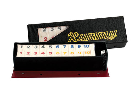 Rummy - Standard (106 Tiles in Black Vinyl Case w/ Wooden Racks)