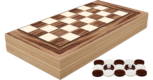 Backgammon: Walnut Decoupage with Chessboard Back, 19-inch