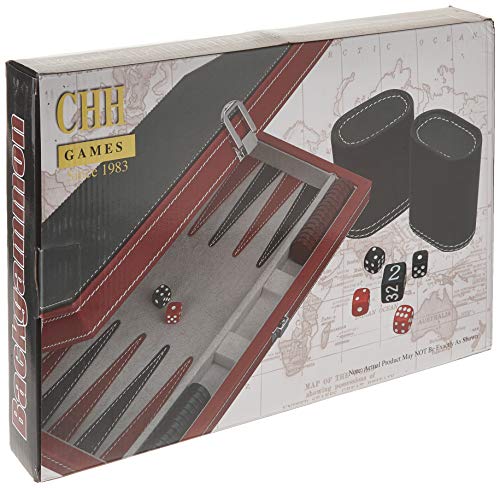 15" Black & Red Leatherette Backgammon