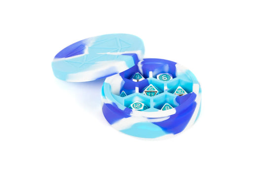 FanRoll: Silicone Round Dice Case (Blue / White / Light Blue)