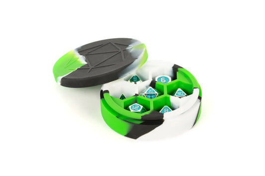 FanRoll: Silicone Round Dice Case (Green / Black / White)