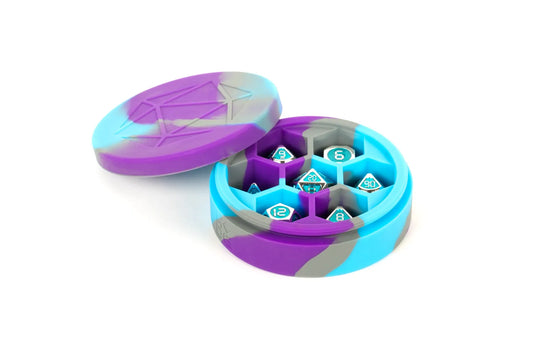 FanRoll: Silicone Round Dice Case (Purple / Gray / Light Blue)
