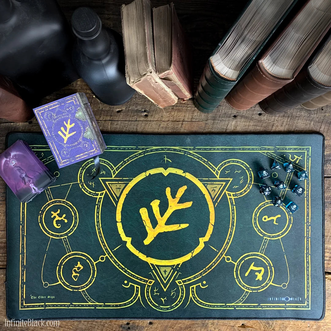 Premium Stitched Edge Playmat: The Elder Sign (Eldritch Green)