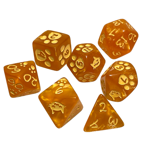 Kitten: Polyhedral Dice Set - Orange
