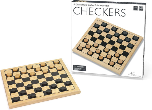 Hand-Crafted Solid Wood Checkers Set