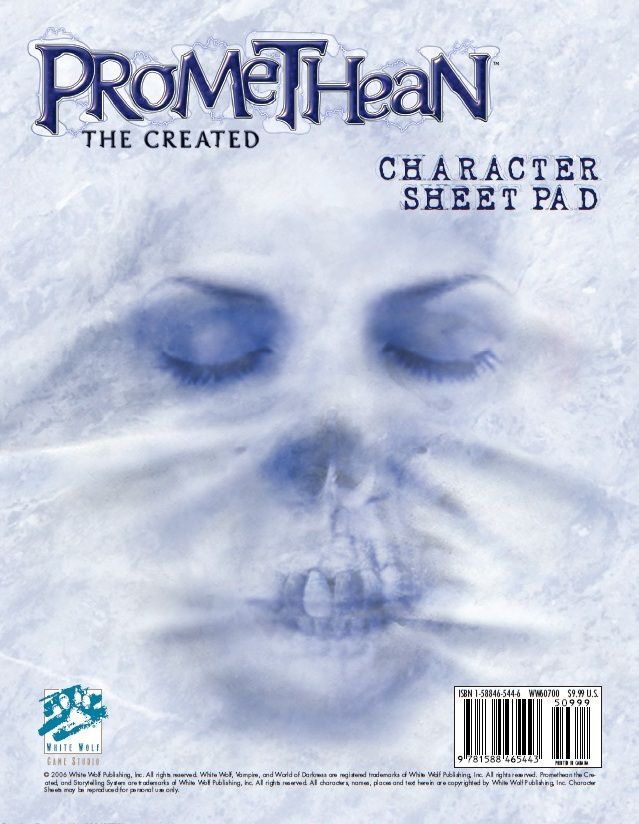 Promethean: The Created - Character Sheet Pad