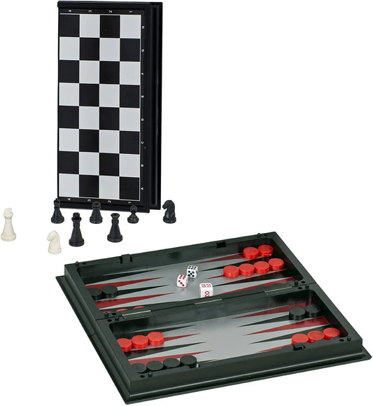 Combo Set: 3 in 1  - Chess, Checkers & Backgammon 10" Set